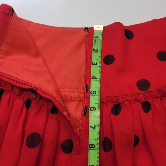 Red and Black Polka Dot Pleated Tiered Custom Made Skirt - Picture 7 of 11